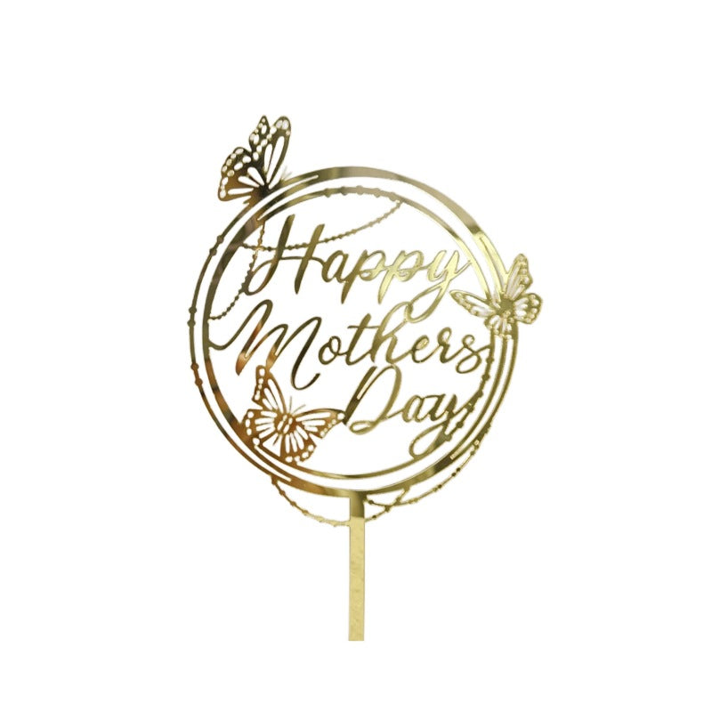 Wholesale10PCS/PACK Mother's Day Butterfly Flower Acrylic Cake Decoration